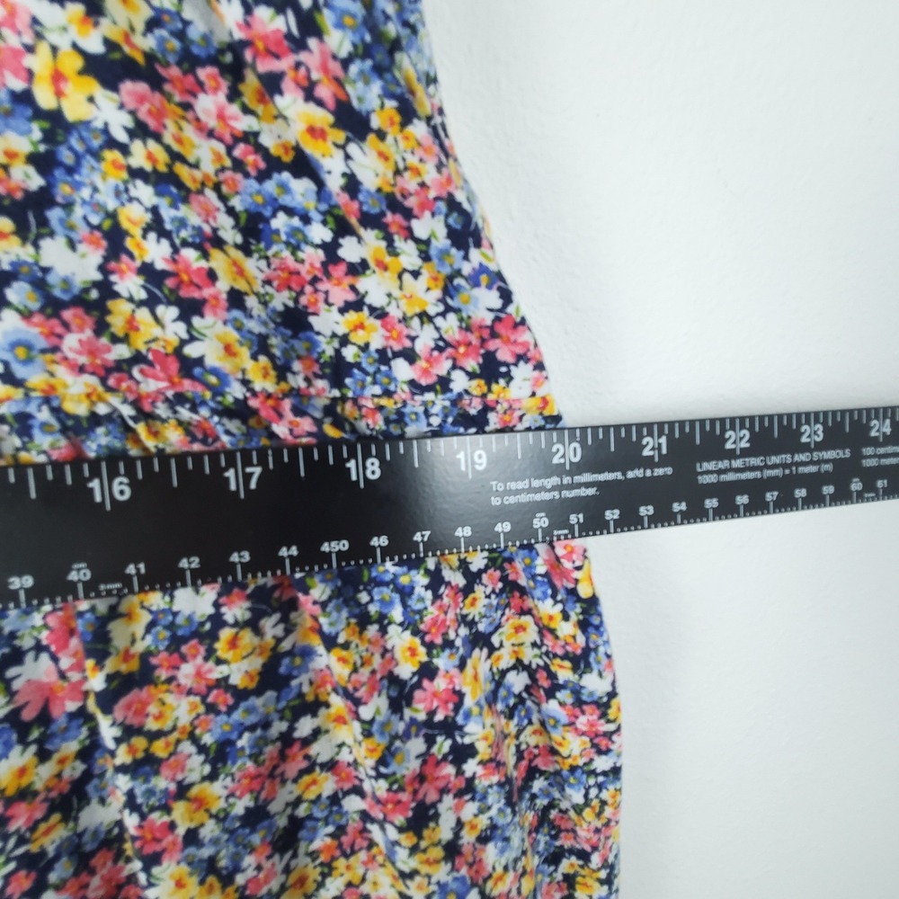Old Navy XL Cami Floral Tiered Midi Dress Blue Pink Yellow Ditsy Print Pockets - Picture 4 of 7